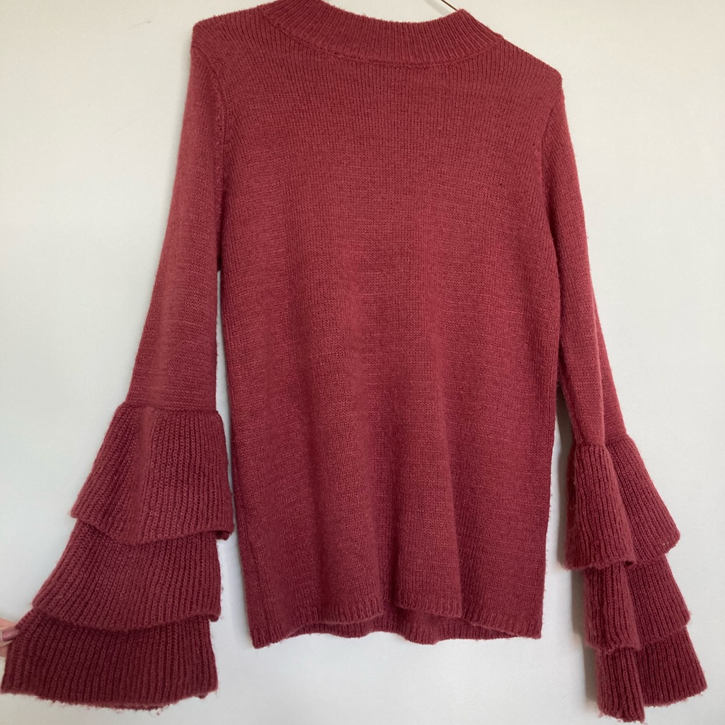 Staccato Dark Pink Sweater W/ Ruffle Sleeves
